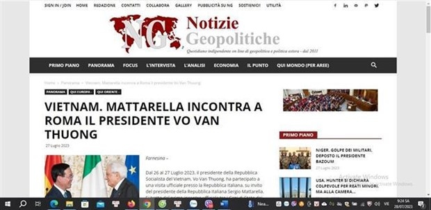 Vietnamese President’s visit opening new era of co-operation: Italian media